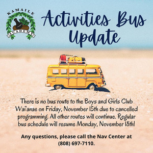 Activities Bus Update
